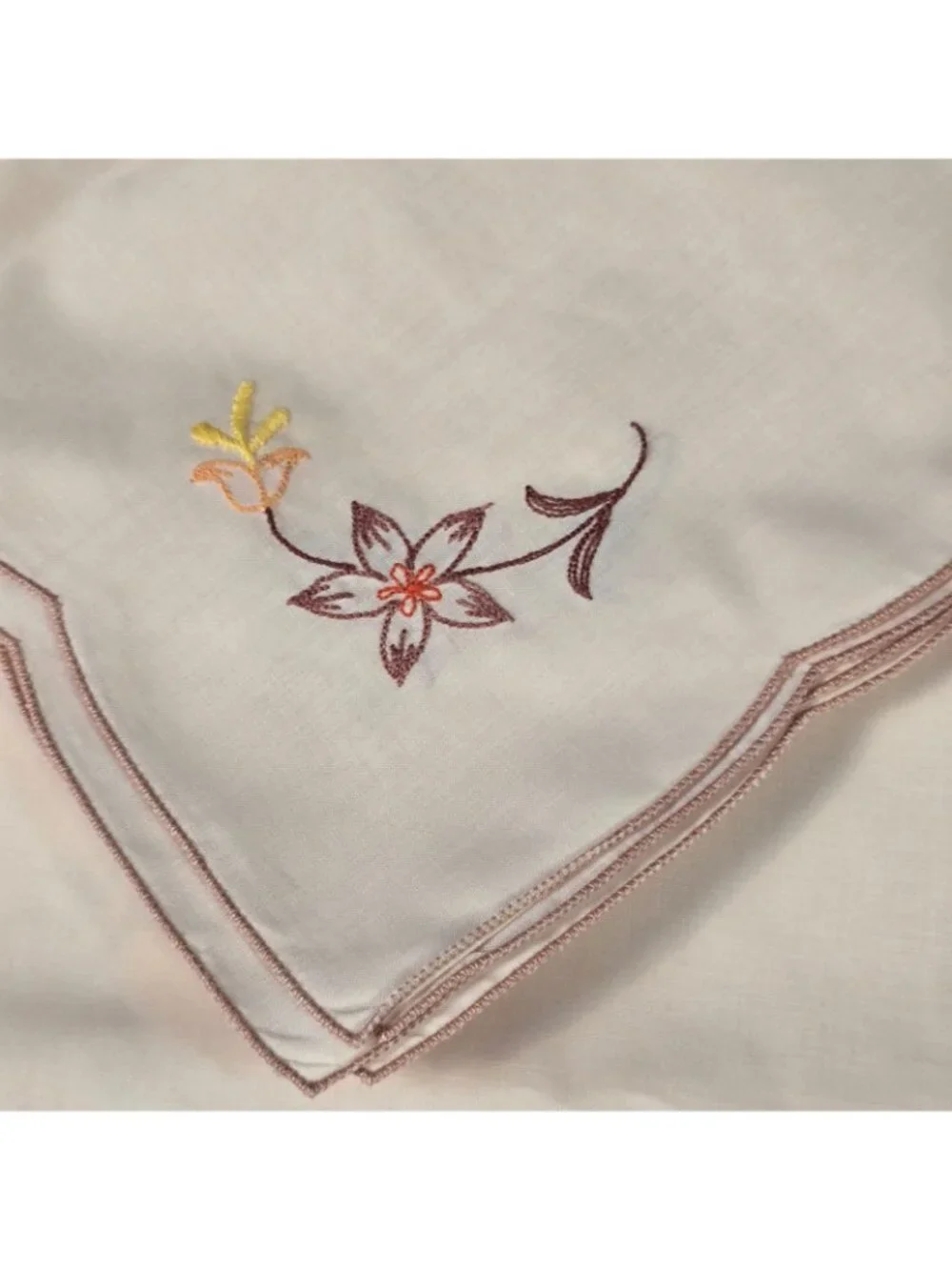 Vintage Hand Made Embroidered Tablecloth Napkins Set Floral 54